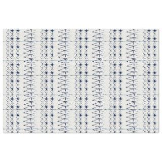 White Navy Blue Lines Tie Dye Traditional Pattern Tissue Paper