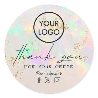 white opal inspired texture thank you classic rou classic round sticker
