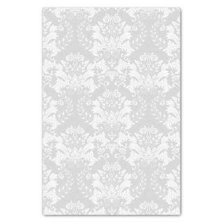 White Ornate Swirls Custom Light Gray Background Tissue Paper