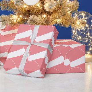 White Outline Christmas Hat On Pink