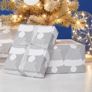 White Outline Christmas Hat On Silver