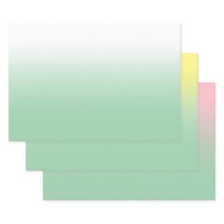 White Pale Yellow Pink and Mint Green Ombre Mix  Sheets