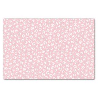 White paw print pattern light pink background tissue paper