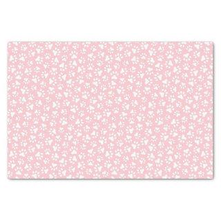 White paw print pattern light pink background tissue paper