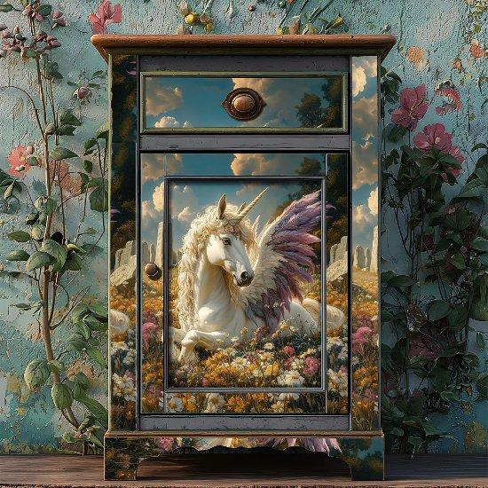 White Pegasus with Purple Wings Fantasy Mythical Tissue Paper