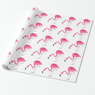 White & Pink Flamingos Pattern