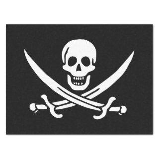 White, Pirate Flag Calico Jack, Skull & Cutlass  Tissue Paper