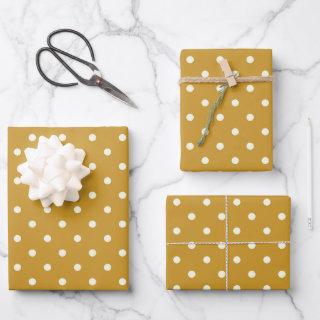 White Polka Dot on Chic Trendy Mustard Seed Yellow  Sheets