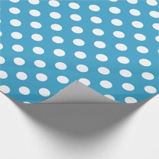 White Polka Dots on Peacock Blue Background