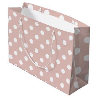 White Polka Dots on Pink Background Large Gift Bag