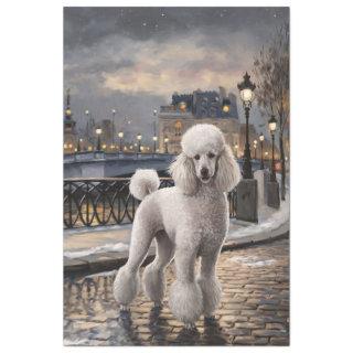 White Poodle in Paris Painting Decoupage Tissue Paper