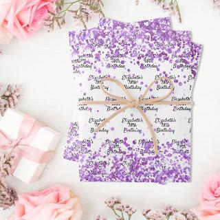 White purple confetti glitter birthday  sheets