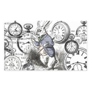 White Rabbit Alice in Wonderland Clocks Rectangular Sticker