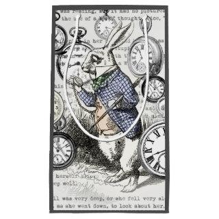 White Rabbit Alice in Wonderland Clocks Small Gift Bag