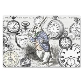 White Rabbit Alice in Wonderland Clocks Tissue Paper