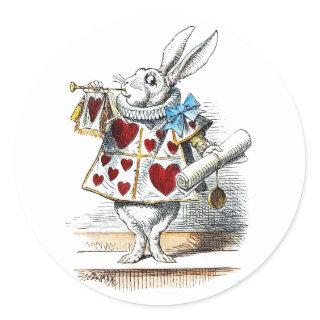 White Rabbit Alice Wonderland Hearts Classic Round Sticker