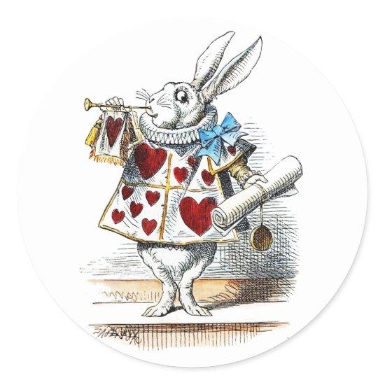 White Rabbit Alice Wonderland Hearts Tote Classic Round Sticker