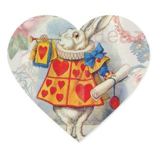 White Rabbit Hearts Alice Classic Heart Sticker