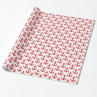White, Red Anchors Pattern
