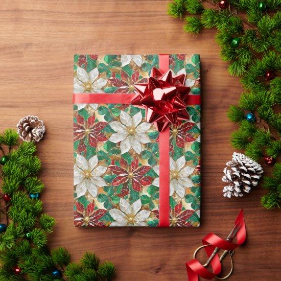 White Red Green Gold Poinsettia