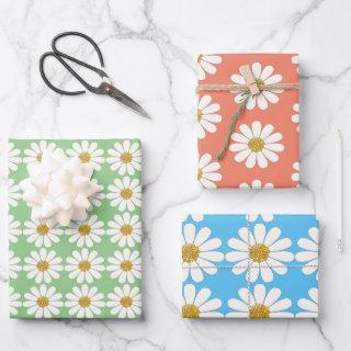White Retro Modern Daisy Flower Pattern Custom     Sheets
