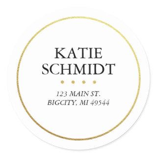 White Return Address Label with Faux Gold Foil