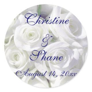 White Roses Classic Round Sticker