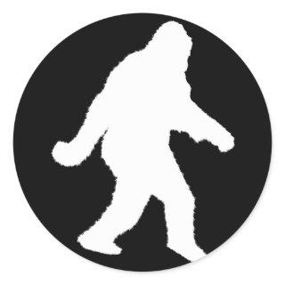 White Sasquatch Silhouette For Dark Backgrounds Classic Round Sticker