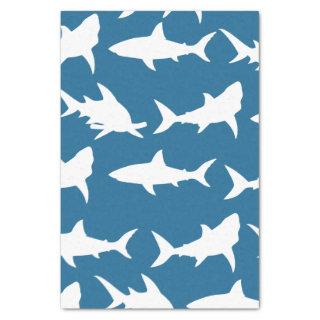 White Shark Silhouettes & Ocean Blue Tissue Paper