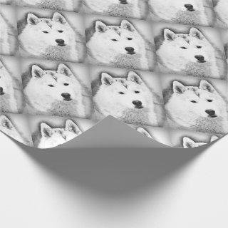 White Siberian Husky w/ Blue Eyes Fine Art Sketch
