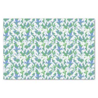 White Snowdrops Pattern on Blue Background Tissue Paper