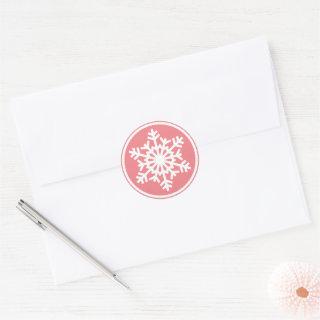 White Snowflake On Dusty Rose Blush Pink Classic Round Sticker