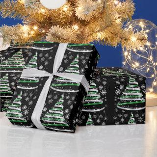 White Snowflake Silver Green Ribbon Christmas Tree