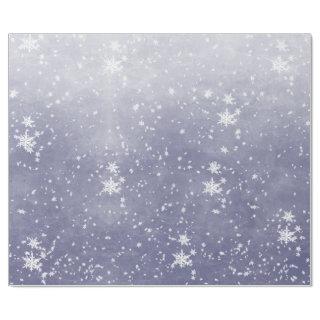 White Snowflakes Falling Winter Purple Sky