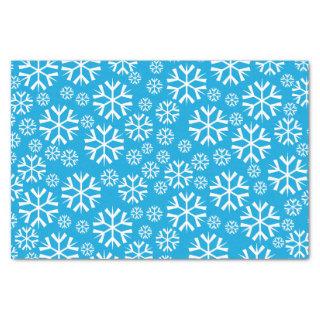 White Snowflakes Pattern on Blue Background Tissue Paper