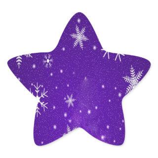 White Snowflakes with Blue-Purple Background Star Sticker