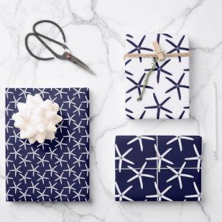 White starfish on a navy blue background  sheets