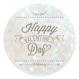 White Subtle Glitter Bokeh Valentine's Day Sticker