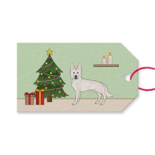 White Swiss Shepherd White GSD Christmas Tree Gift Tags