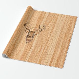White Tail Deer Wood Grain Style Graphic