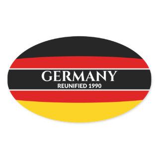 White Text Germany Reunified 1990 Flag Oval Sticker