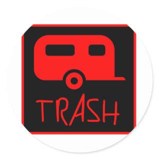 White Trailer Park Trash Poor Dumb Redneck Classic Round Sticker