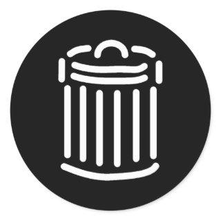 White Trash Can Symbol Classic Round Sticker