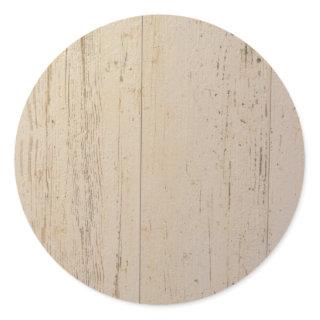 White Washed Textured Wood Grain Classic Round Sticker