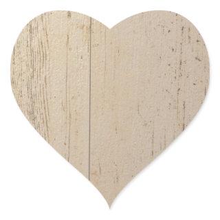 White Washed Textured Wood Grain Heart Sticker