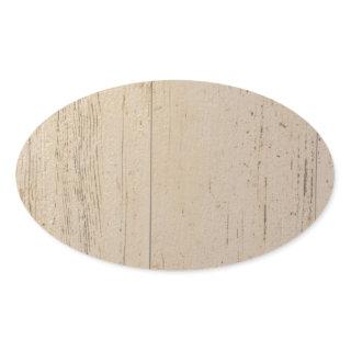 White Washed Textured Wood Grain Oval Sticker