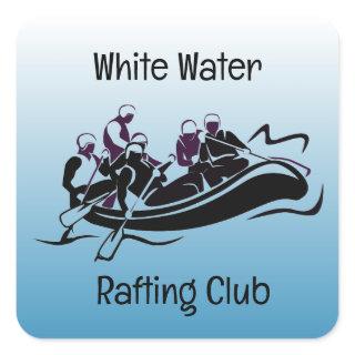 White Water River Rafting Design Square Sticker