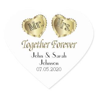 White Wedding for the Bride and Groom Heart Sticker