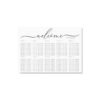 White Wedding Welcome Seating Table Numbers Canvas Print