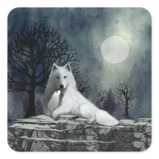 White Wolf with Pup Stickers